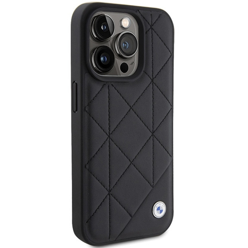 Θήκη από δέρμα με καπιτονέ σχέδιο BMW BMHCP15X22RQDK για Apple iPhone 15 Pro Max, μαύρη
