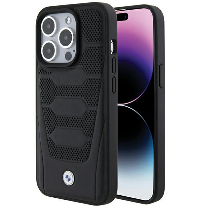 Θήκη BMW BMHCP15X22RPSK Leather Seats Pattern για Apple iPhone 15 Pro Max, μαύρη