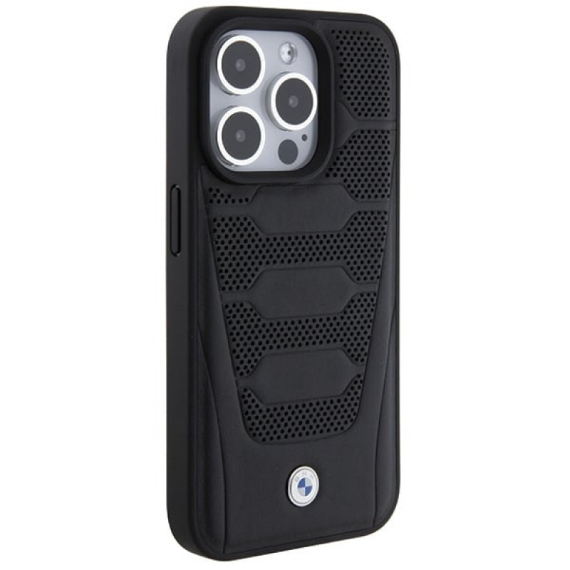Θήκη BMW BMHCP15X22RPSK Leather Seats Pattern για Apple iPhone 15 Pro Max, μαύρη