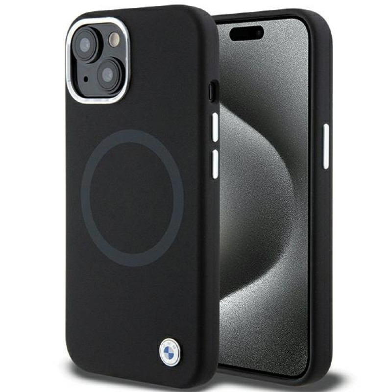 Θήκη BMW BMHMP15MSILBK2 Signature Liquid Silicone MagSafe για Apple iPhone 15 Plus / 14 Plus, μαύρη