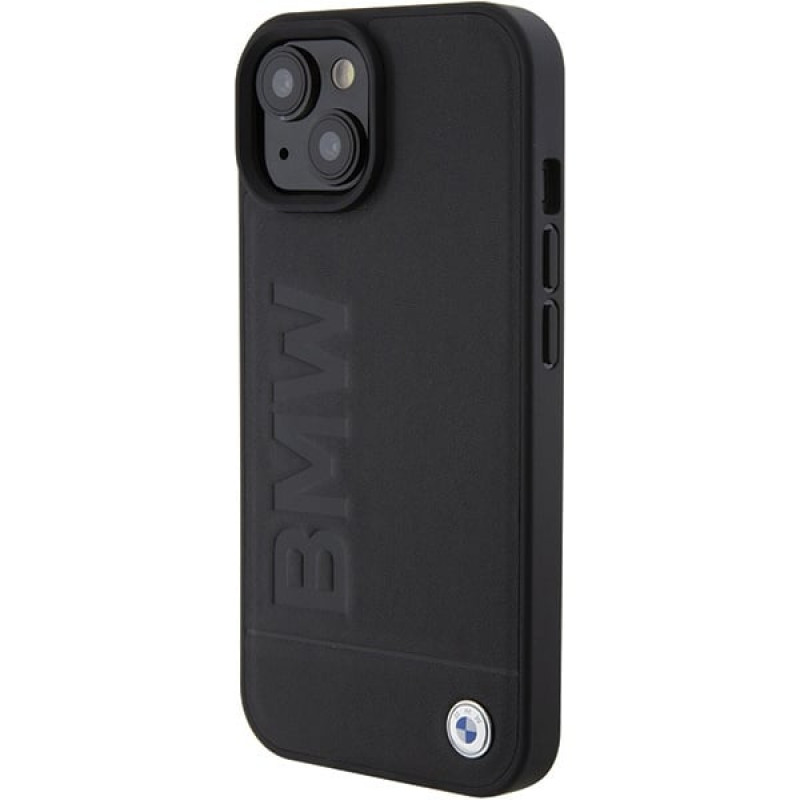 Θήκη BMW BMHMP15MSLLBK Leather Hot Stamp MagSafe για Apple iPhone 15 Plus / 14 Plus, μαύρη