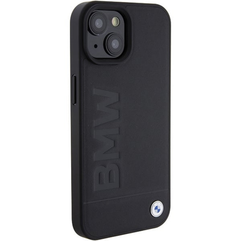 Θήκη BMW BMHMP15MSLLBK Leather Hot Stamp MagSafe για Apple iPhone 15 Plus / 14 Plus, μαύρη
