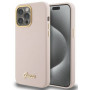 Guess GUHCP15XSMBSLP Θήκη Silicone Script Metal Logo & Frame για Apple iPhone 15 Pro Max, ροζ