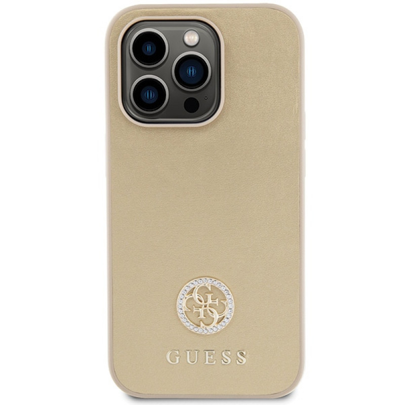 Θήκη Guess GUHCP15LPS4DGPD PU 4G Strass Metal Logo για Apple iPhone 15 Pro, χρυσή