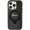 Guess GUHMP15LHRSGSK Θήκη Ring Stand Script Glitter MagSafe για Apple iPhone 15 Pro, Μαύρη