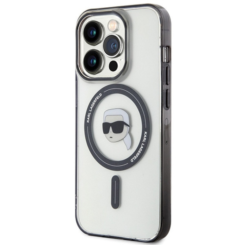 Karl Lagerfeld KLHMP15LHKHNOTK IML Karl's Head MagSafe σκληρή θήκη για Apple iPhone 15 Pro, διαφανής