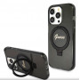 Guess GUHMP15XHRSGSK Θήκη Ring Stand Script Glitter MagSafe για Apple iPhone 15 Pro Max, Μαύρη