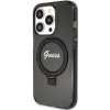 Guess GUHMP15XHRSGSK Θήκη Ring Stand Script Glitter MagSafe για Apple iPhone 15 Pro Max, Μαύρη