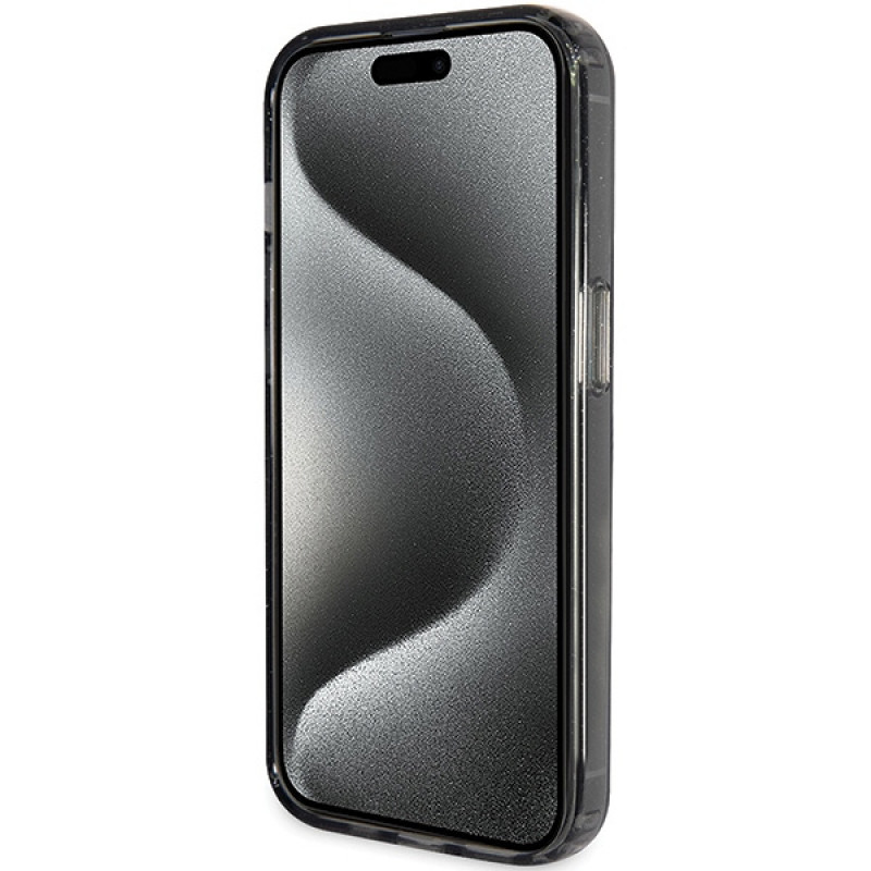 Guess GUHMP15XHRSGSK Θήκη Ring Stand Script Glitter MagSafe για Apple iPhone 15 Pro Max, Μαύρη