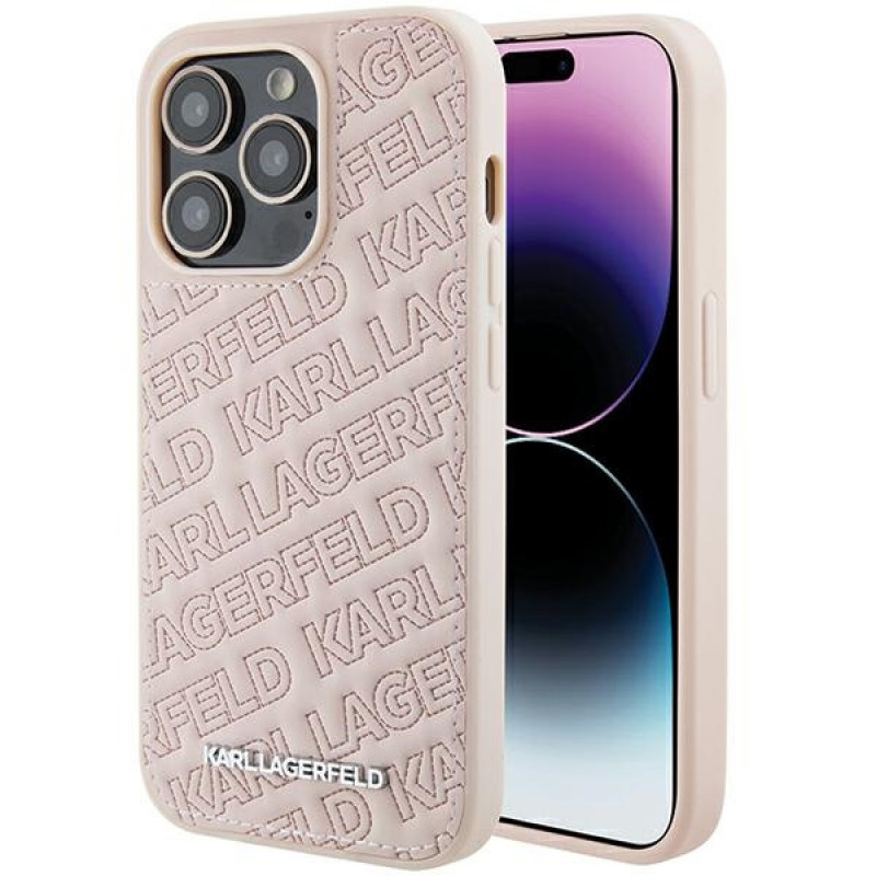 Karl Lagerfeld KLHCP15XPQKPMP Quilted K Pattern Σκληρή Θήκη για Apple iPhone 15 Pro Max, Ροζ