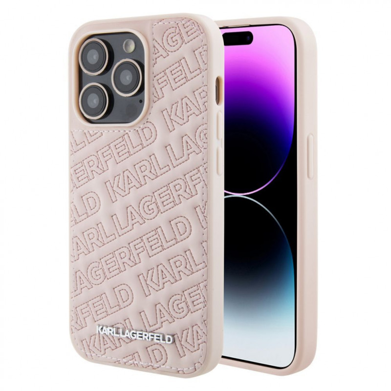 Karl Lagerfeld KLHCP15XPQKPMP Quilted K Pattern Σκληρή Θήκη για Apple iPhone 15 Pro Max, Ροζ