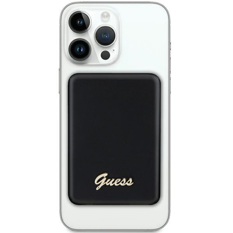 Guess GUPBM3ALGSGK Powerbank 3000 mAh, 5 W, MagSafe Metal Script Logo, μαύρο