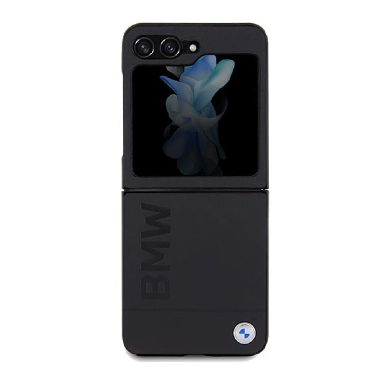 BMW BMHCZF5SLLBK Θήκη Leather Hot Stamp για Samsung Galaxy Z Flip5, Μαύρη