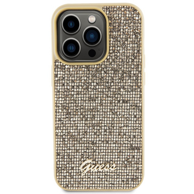 Guess GUHCP15LPMSDGSD Disco Metal Script σκληρή θήκη για Apple iPhone 15 Pro, χρυσή