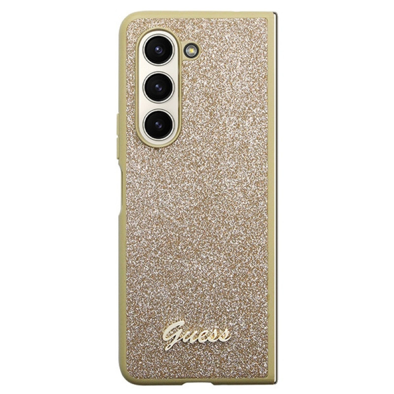 Guess GUHCZFD5HGGSHD Θήκη Glitter Script για Samsung Galaxy Z Fold5, Χρυσή