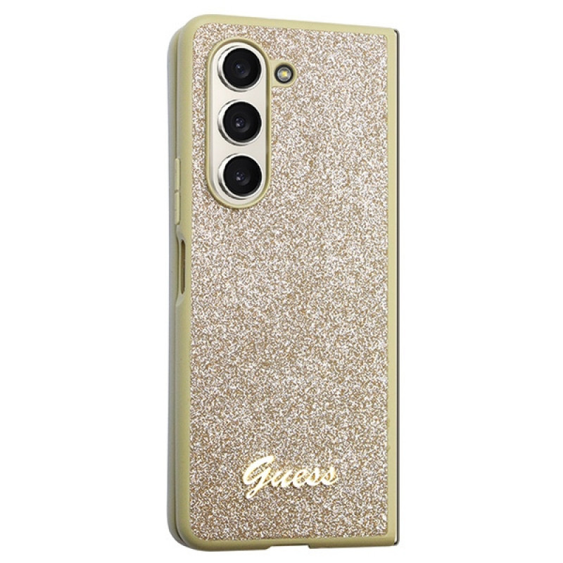Guess GUHCZFD5HGGSHD Θήκη Glitter Script για Samsung Galaxy Z Fold5, Χρυσή