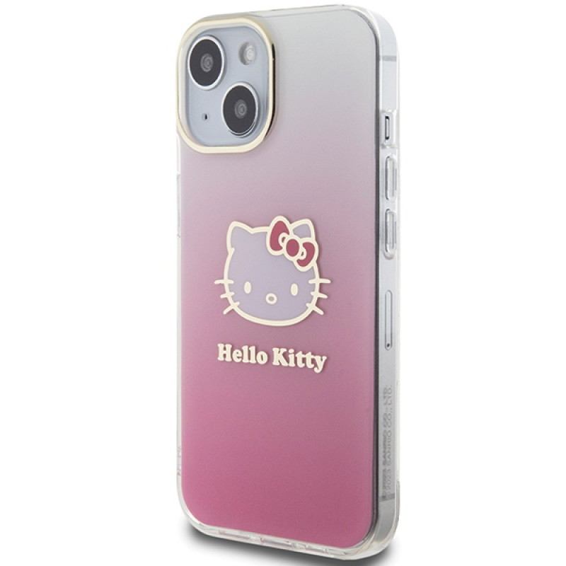Hello Kitty HKHCP15SHDGKEP IML Gradient Electrop Kitty Head σκληρή θήκη για Apple iPhone 15 6.1", ροζ