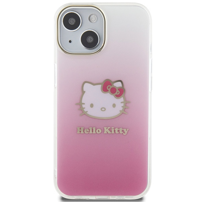 Hello Kitty HKHCP15SHDGKEP IML Gradient Electrop Kitty Head σκληρή θήκη για Apple iPhone 15 6.1", ροζ