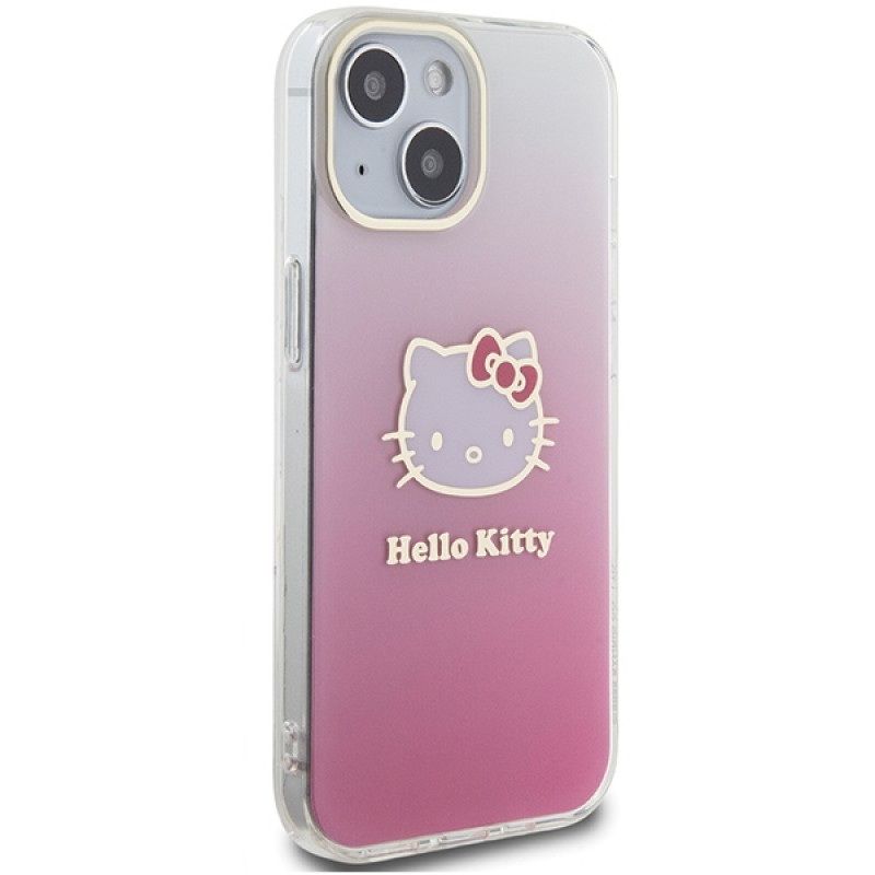 Hello Kitty HKHCP15SHDGKEP IML Gradient Electrop Kitty Head σκληρή θήκη για Apple iPhone 15 6.1", ροζ
