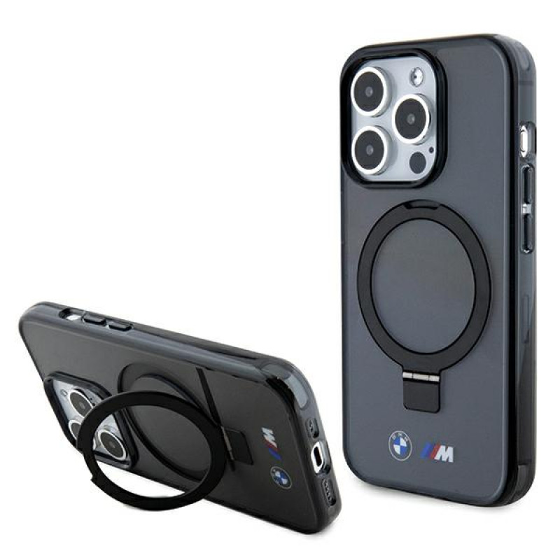 BMW BMHMP15LURSK Apple iPhone 15 Pro θήκη hardcase Ring Stand M Collection MagSafe, μαύρη