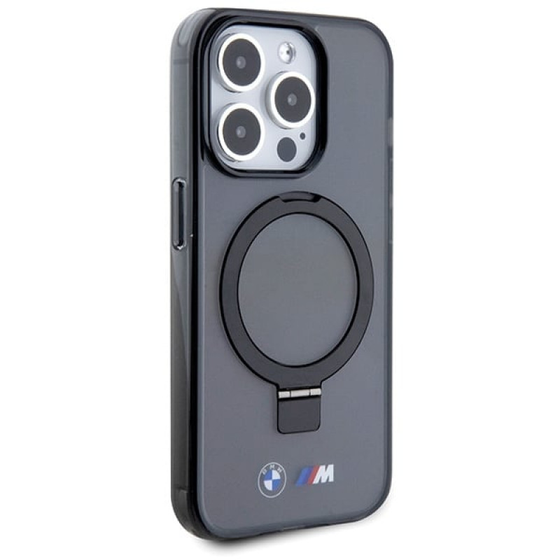 BMW BMHMP15LURSK Apple iPhone 15 Pro θήκη hardcase Ring Stand M Collection MagSafe, μαύρη