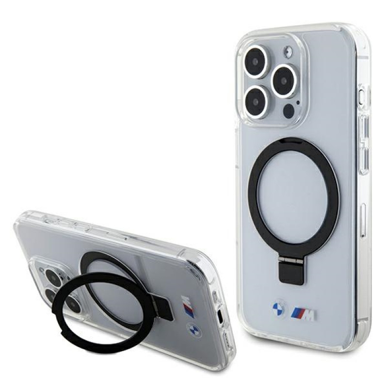 BMW BMHMP15LURST Apple iPhone 15 Pro θήκη σκληρή Ring Stand M Collection MagSafe, διάφανη