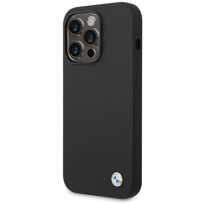 Θήκη BMW BMHCP15LSILBK Apple iPhone 15 Pro από σιλικόνη με μεταλλικό λογότυπο, μαύρη