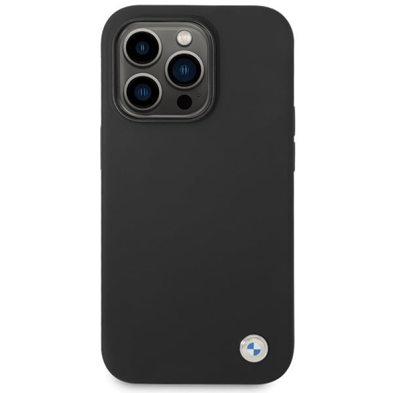 Θήκη BMW BMHCP15LSILBK Apple iPhone 15 Pro από σιλικόνη με μεταλλικό λογότυπο, μαύρη