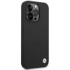 Θήκη BMW BMHCP15LSILBK Apple iPhone 15 Pro από σιλικόνη με μεταλλικό λογότυπο, μαύρη