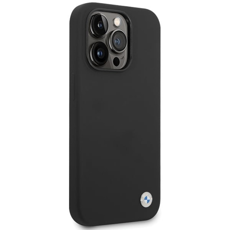 Θήκη BMW BMHCP15LSILBK Apple iPhone 15 Pro από σιλικόνη με μεταλλικό λογότυπο, μαύρη