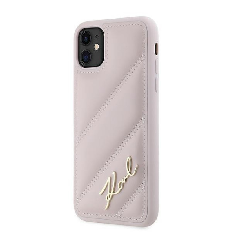 Karl Lagerfeld KLHCN61PQDSMGP Apple iPhone 11 / XR σκληρή θήκη Diagonal Quilted Script, ροζ