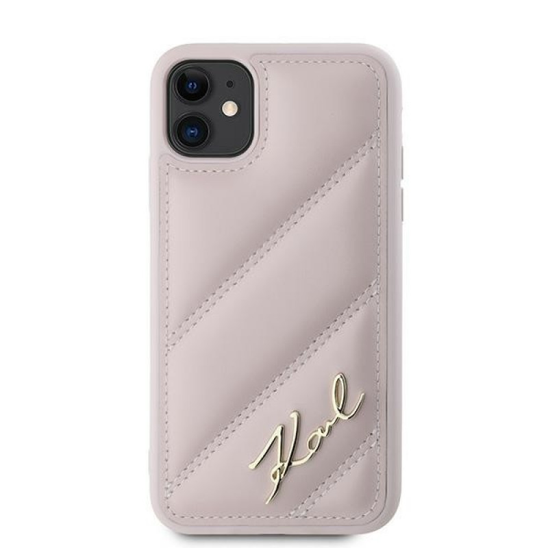 Karl Lagerfeld KLHCN61PQDSMGP Apple iPhone 11 / XR σκληρή θήκη Diagonal Quilted Script, ροζ