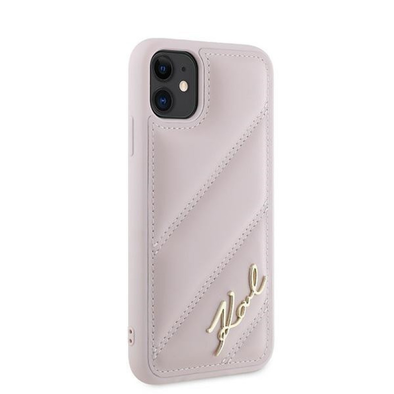 Karl Lagerfeld KLHCN61PQDSMGP Apple iPhone 11 / XR σκληρή θήκη Diagonal Quilted Script, ροζ