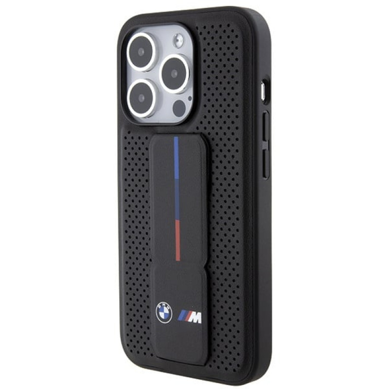 BMW BMHCP15LGSPPRK Apple iPhone 15 Pro θήκη hardcase Grip Stand Smooth & Perforated, μαύρη
