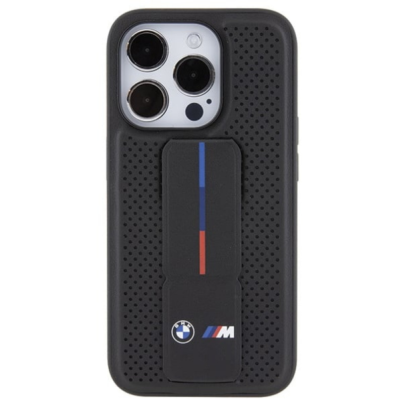 BMW BMHCP15LGSPPRK Apple iPhone 15 Pro θήκη hardcase Grip Stand Smooth & Perforated, μαύρη
