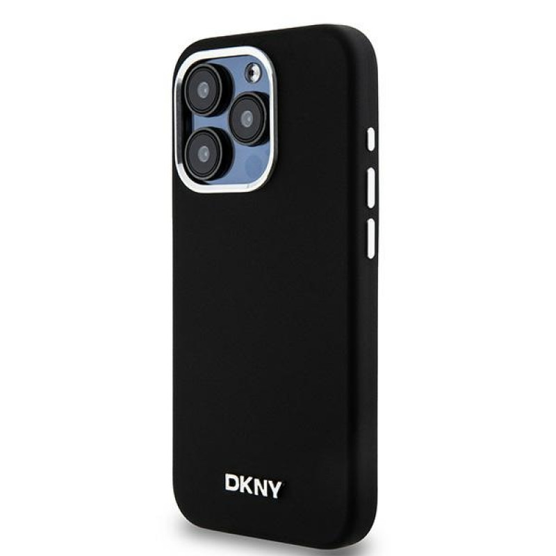 DKNY Apple iPhone 15 Pro θήκη σκληρή Liquid Silicone Small Metal Logo MagSafe, μαύρη