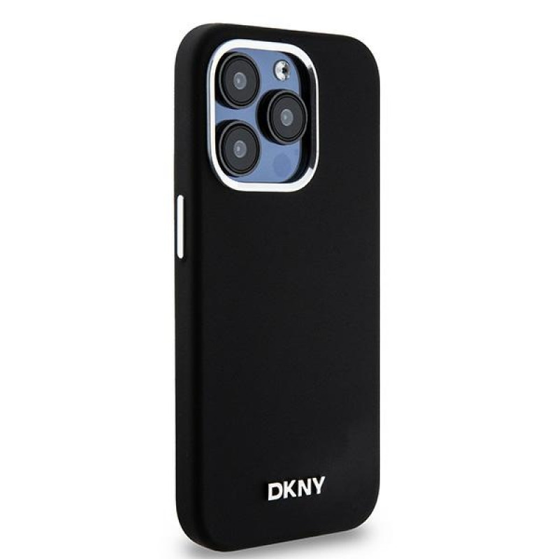 DKNY Apple iPhone 15 Pro θήκη σκληρή Liquid Silicone Small Metal Logo MagSafe, μαύρη