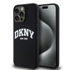 DKNY Apple iPhone 15 Pro Max θήκη hardcase Liquid Silicone Λευκό τυπωμένο λογότυπο MagSafe, μαύρο