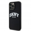 DKNY Apple iPhone 15 Pro Max θήκη hardcase Liquid Silicone Λευκό τυπωμένο λογότυπο MagSafe, μαύρο