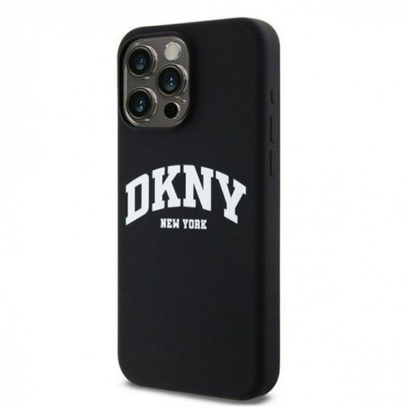 DKNY Apple iPhone 15 Pro Max θήκη hardcase Liquid Silicone Λευκό τυπωμένο λογότυπο MagSafe, μαύρο