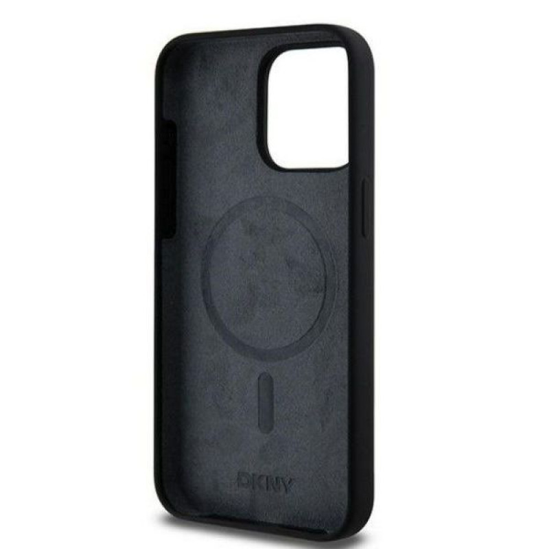 DKNY Apple iPhone 15 Pro Max θήκη hardcase Liquid Silicone Λευκό τυπωμένο λογότυπο MagSafe, μαύρο