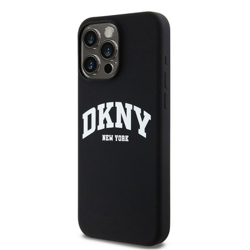 DKNY Apple iPhone 15 Pro Max θήκη hardcase Liquid Silicone Λευκό τυπωμένο λογότυπο MagSafe, μαύρο
