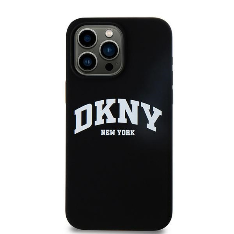 DKNY Apple iPhone 15 Pro Max θήκη hardcase Liquid Silicone Λευκό τυπωμένο λογότυπο MagSafe, μαύρο