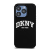 Θήκη DKNY Apple iPhone 14 Pro σκληρή Liquid Silicone λευκό τυπωμένο λογότυπο MagSafe, μαύρη