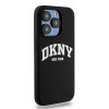 Θήκη DKNY Apple iPhone 14 Pro σκληρή Liquid Silicone λευκό τυπωμένο λογότυπο MagSafe, μαύρη