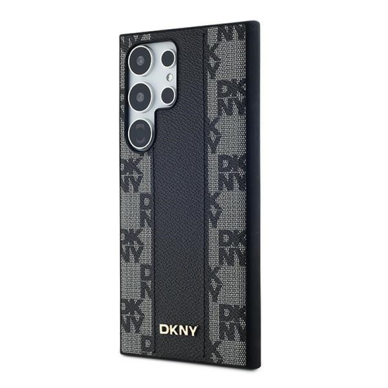 Θήκη MagSafe DKNY Leather Checkered Mono Pattern για Samsung Galaxy S24 Ultra, μαύρη