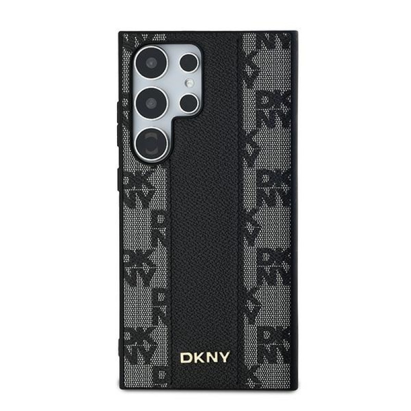 Θήκη MagSafe DKNY Leather Checkered Mono Pattern για Samsung Galaxy S24 Ultra, μαύρη