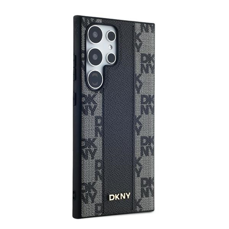 Θήκη MagSafe DKNY Leather Checkered Mono Pattern για Samsung Galaxy S24 Ultra, μαύρη