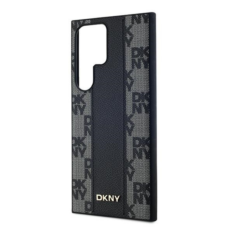 Θήκη MagSafe DKNY Leather Checkered Mono Pattern για Samsung Galaxy S24 Ultra, μαύρη