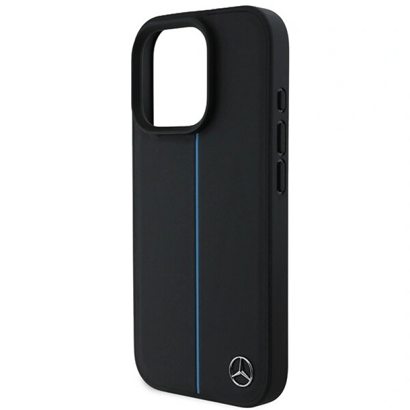 Mercedes MEHMP16L23RURBK Apple iPhone 16 Pro θήκη σκληρή MB Blue Line Leather MagSafe, μαύρη
